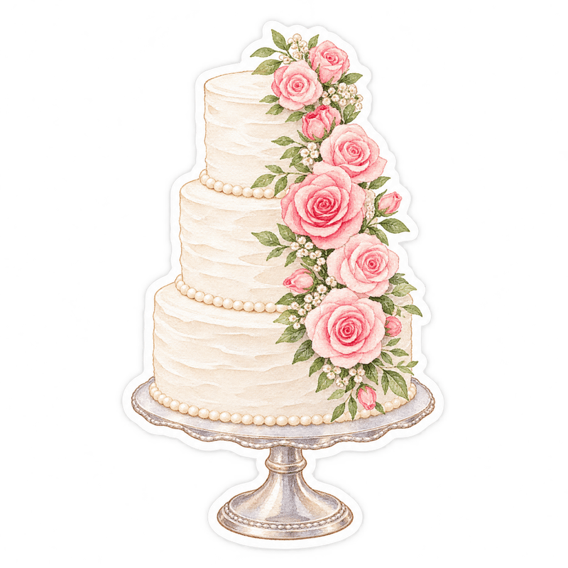 Wedding Cakes watercolor sticker