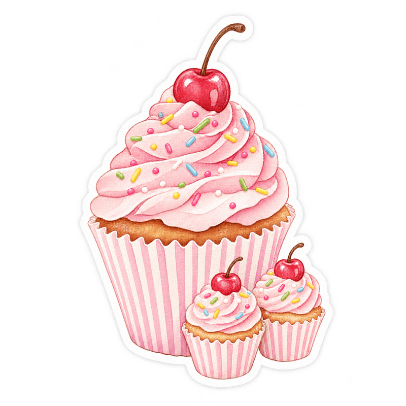 Cupcakes watercolor sticker
